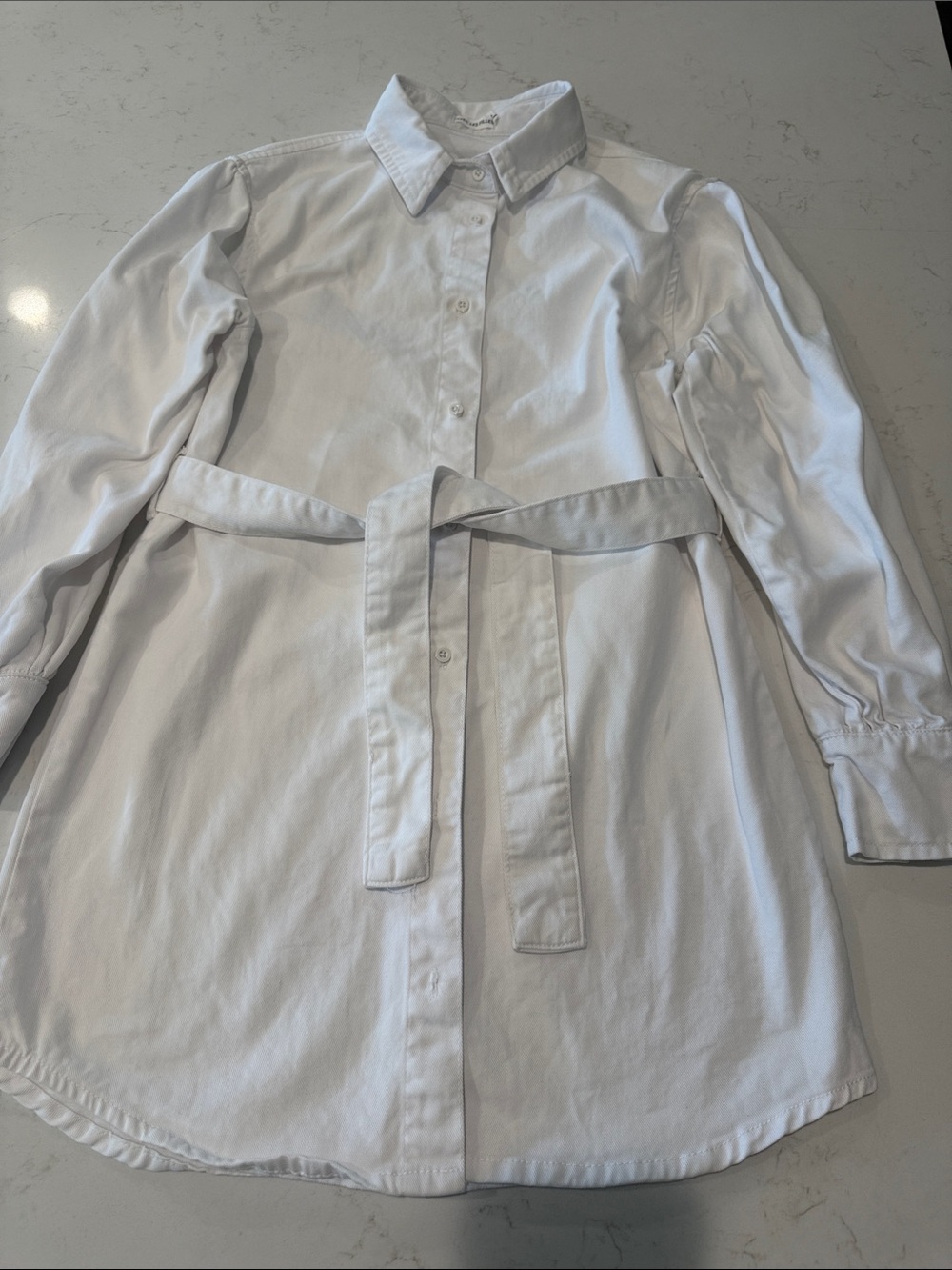 Classic White Shirt Jacket with Waist Tie